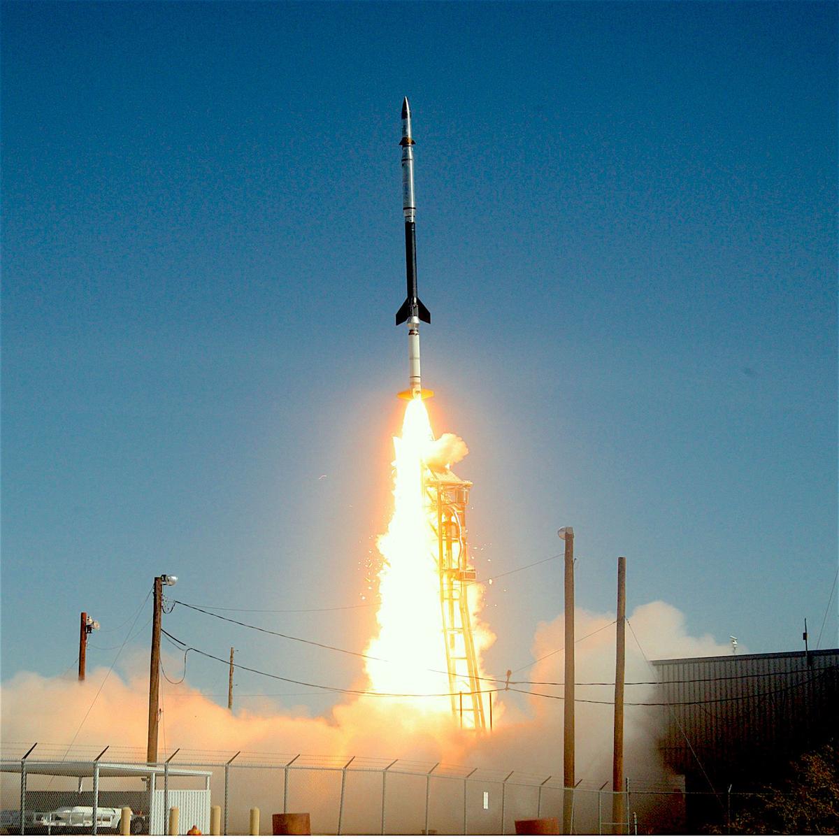 FOXSI-1 mid-launch from the White Sands Missile Range, New Mexico.